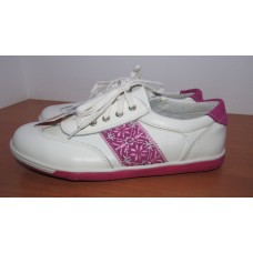 B&G 1715-38 белые с розовым этно кожаные кроссовки девочке 