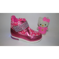 Bessky 7483-1 ботинки демисезонные с мигалками розовые девочке 