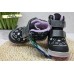 B&G термо чобітки дівчаткам зимові чорні з фіолетовим та срібним 