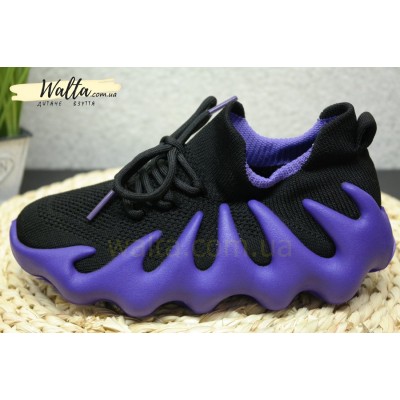 Текстильні кросівки чорні з фіолетовим дівчаткам репліка Adidas Yeezy 450 купить в Черкасах 