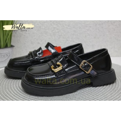 Apawwa МС535 туфлі лофери чорні дівчаткам в школу 