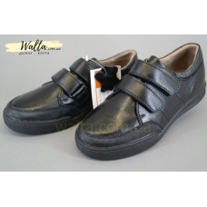 Kangfu С1696 кожаные черные туфли прорезиненные мальчику в школу