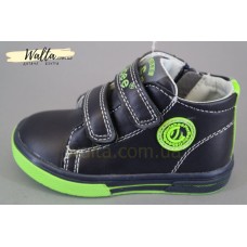    0 H-130 деми ботинки мальчику черные с зеленым 