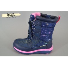 B&G Би джи 209-804 термо ботинки девочке синие с розовым "звезды"