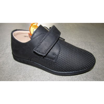                                                   0  Skazka R868533582 школьные черные туфли с перфорацией на липучке кожа