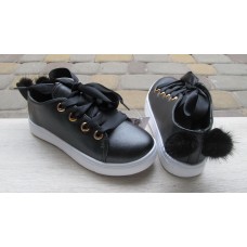 Violeta 200-5 школьные черные туфли-кеды девочке на шнуровочке